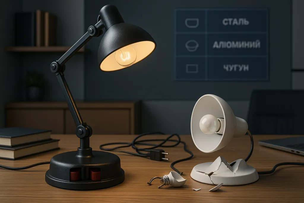 Как выбрать настольную лампу с металлическим основанием и патроном E27: особенности корпуса и подставки